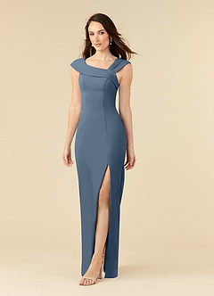 Azazie Ellen Final Sale Twilight Sheath Side Slit Stretch Crepe Dress image3