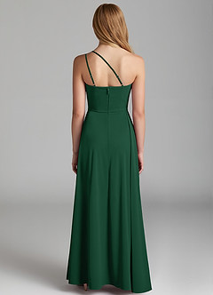 Azazie Maron Junior Vestido de Verde Oscuro de Satén Elástico de Corte En A con Plisado image4
