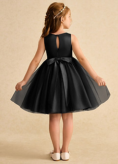 Azazie Prima Flower Girl Dresses Black A-Line Bow Tulle Dress image2