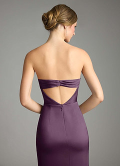 Azazie Leonis Bridesmaid Dresses Plum Mermaid Pleated Stretch Satin Convertible Dress image7