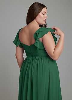 Azazie Anaya Brautjungfernkleider A-Linie Herzausschnitt Chiffon Kleid Dunkelgrün image9