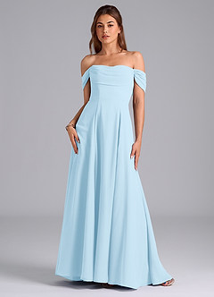 Azazie Almina Venta Final Vestido de Azul Cielo de Gasa de Corte en A Convertible con Vestidos sin tirantes image3