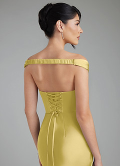 Azazie Stella Bridesmaid Dresses Canary Sheath Corset Stretch Satin Convertible Dress image9