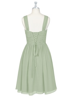 Azazie Angie Bridesmaid Dresses Dusty Sage A-Line Corset Chiffon Dress image8