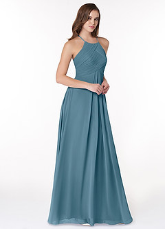 Azazie Ginger Abiti da Damigella Abito A-Line in Chiffon con Scollo Halter a Pieghe Bermuda image1