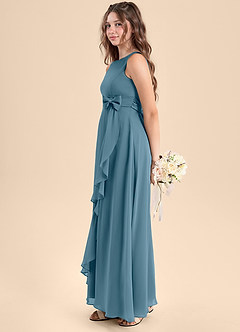Azazie Lilenne Junior Bermuda A-Line Bow Chiffon Dress image4