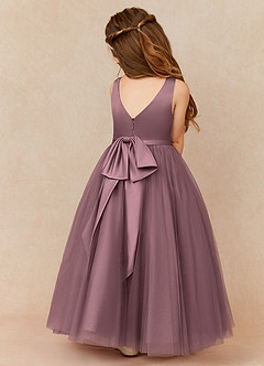 Azazie Marybell Flower Girl Dresses Vintage Mauve A-Line Bow Tulle Dress image2