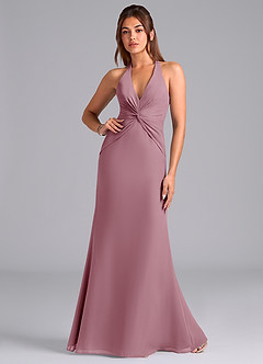 Azazie Valerie Bridesmaid Dresses Vintage Mauve Mermaid Pleated Chiffon Dress image1