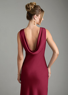 Azazie Aussie Bridesmaid Dresses Burgundy Sheath Pleated Stretch Satin Dress image6