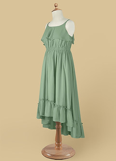 Azazie Karmen Abiti da Ragazza di Fiori Abito A-Line in Chiffon Increspato Matcha image11