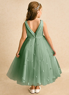 Azazie Angel Flower Girl Dresses Matcha Ball-Gown Bow Tulle Dress image6