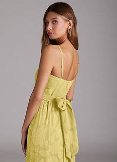 Azazie Nathalia Robes de demoiselle d'honneur Robe Trapèze en Blumen-Burnout Arc Canari image6