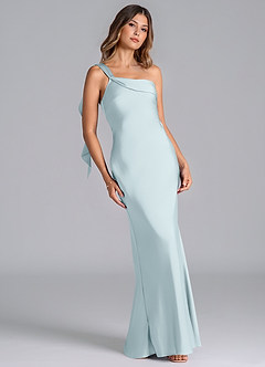 Azazie Driea Brudtärnklänningar Klä av Sjöjungfru i Stretch Satin Ena axeln Dimma image1