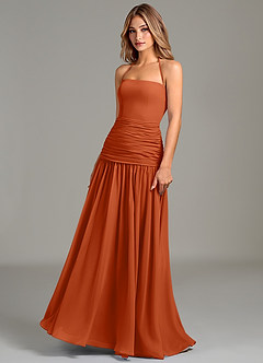 Azazie Vashti Bridesmaid Dresses Burnt Orange A-Line Chiffon Dress image4