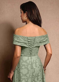 Azazie New Britain Mother of the Bride Dresses Agave A-Line Pleated Floral Burnout Dress image8