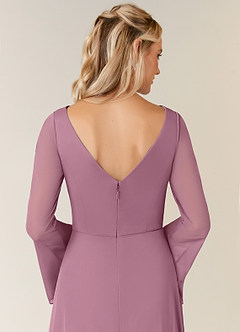 Azazie Teraso Mother of the Bride Dresses Vintage Mauve A-Line Pleated Mesh Dress image6