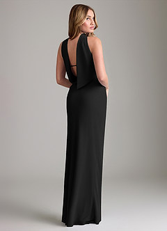 Azazie Lusinda At-home Try On Dresses Black Mermaid Off the Shoulder Chiffon Convertible Dress image6