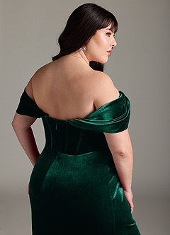 Azazie Jas Bridesmaid Dresses Emerald Sheath Off-The-Shoulder Corset Velvet Convertible Dress image17