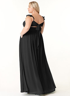 Azazie Metz Bridesmaid Dresses Black A-Line Sweetheart Ruched Chiffon Dress image10