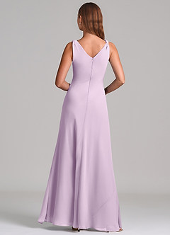 Azazie Nerine Brudtärnklänningar Klä av A-Linje i Chiffong Plisserad Frostad Lila image5