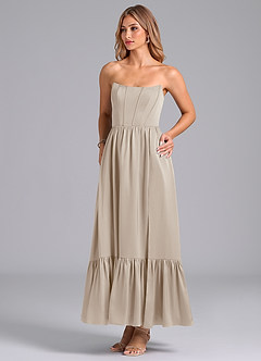 Azazie Leilana Bridesmaid Dresses Frost A-Line Corset Stretch Satin Dress image5