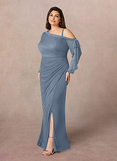 Azazie Marna Mother of the Bride Dresses Twilight Sheath One Shoulder Mesh Dress image7