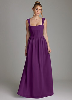 Azazie Caterina Bridesmaid Dresses Grape A-Line Corset Chiffon Dress image4