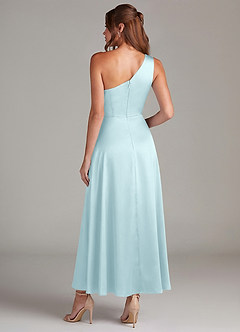 Azazie Brooke Robes de demoiselle d'honneur Robe Trapèze en Satin extensible Asymétrique Bleu Nuage image7