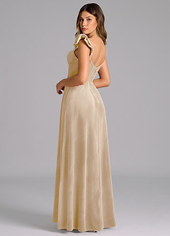Azazie Denisse Bridesmaid Dresses Champagne A-Line Ruched Velvet Dress image6