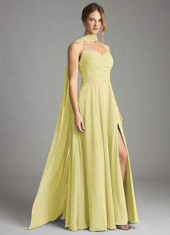 Azazie Ayla Abiti da Damigella Abito A-Line in Chiffon Scollo a Cuore Sorbetto Al Limone image1