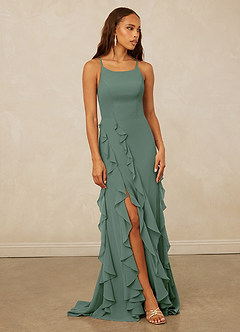Christian Siriano Bridal for Azazie 1006 Bridesmaid Dresses Eucalyptus Mermaid Ruched Chiffon Dress image1