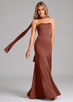 Azazie Shiloh Bridesmaid Dresses Auburn Mermaid Strapless Stretch Satin Convertible Dress image1