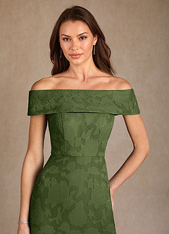 Azazie Medford 신부의 어머니 드레스 A라인 오프 더 숄더 플로럴 번아웃 플로어 길이 드레스 image6