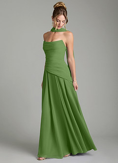 Azazie Gabriela Bridesmaid Dresses Basil A-Line Corset Chiffon Dress image4
