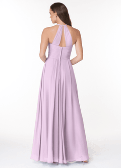 Azazie Ginger Abiti da Damigella Abito A-Line in Chiffon con Scollo Halter a Pieghe Lilla Glassato image4