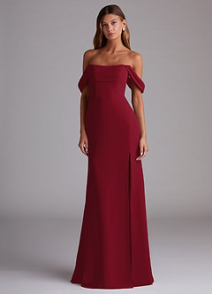 Azazie Saige Bridesmaid Dresses Burgundy A-Line Off the Shoulder Chiffon Convertible Dress image3