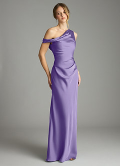Azazie Emerson Bridesmaid Dresses Tahiti Mermaid Off the Shoulder Stretch Satin Dress image5