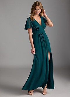Azazie Zaniah Bridesmaid Dresses Pine A-Line Chiffon Dress image6