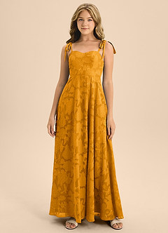 Azazie Rosey Junior Vestido de Caramelo de Devorado Floral de Corte En A con Escote de Corazón image3