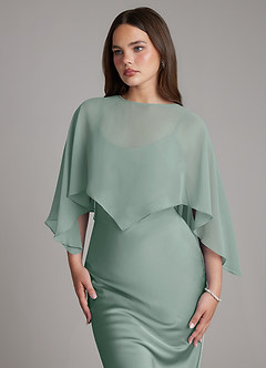 Azazie Ambra Bridesmaid Dresses Silver Sage Mermaid Pleated Stretch Satin Dress image4