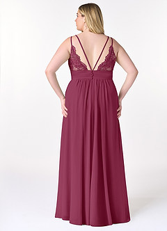 Azazie Maren Allure Bridesmaid Dresses Mulberry A-Line V-Neck Lace Chiffon Dress image7