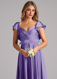 Azazie Leilani Bridesmaid Dresses Tahiti A-Line Ruched Stretch Satin Dress image5