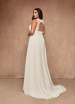 Azazie Trixie Abiti da Sposa Abito A-Line in Chiffon Lustrini Bianco Diamante Champagne image13
