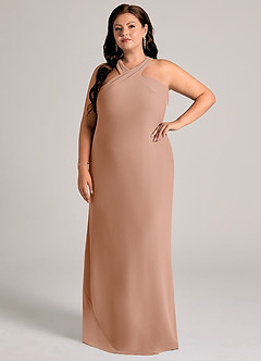 Azazie Doretta Bridesmaid Dresses Champagne Rose Mermaid Pleated Chiffon Dress image8