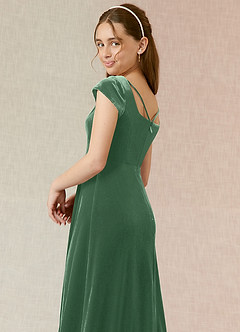 Azazie Gabi Junior Eucalyptus A-Line Velvet Dress image7