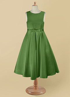 Azazie Coco Flower Girl Dresses Basil A-Line Bow Matte Satin Dress image8