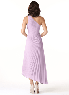 Azazie Kirra Bridesmaid Dresses Frosted Lilac A-Line One Shoulder Chiffon Dress image2