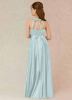 Azazie Arianthe Junior Sea Glass A-Line with Pockets Stretch Satin Dress image1
