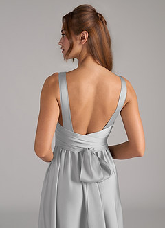 Azazie Kora 신부 들러리 드레스 A라인 주름진 스트레치 새틴 바닥 길이 드레스 image2