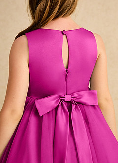Azazie Prima Flower Girl Dresses Fuchsia A-Line Bow Tulle Dress image6